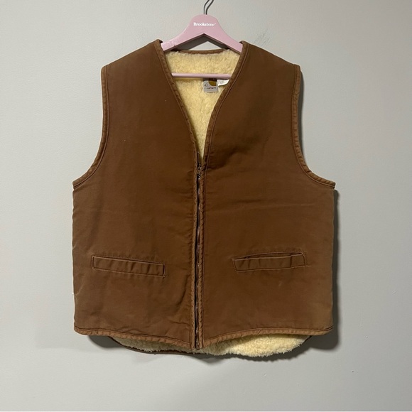 Carhartt Other - Vintage Carhartt Sherpa Fleece Lined Canvas Men’s Vest Size XL Tall